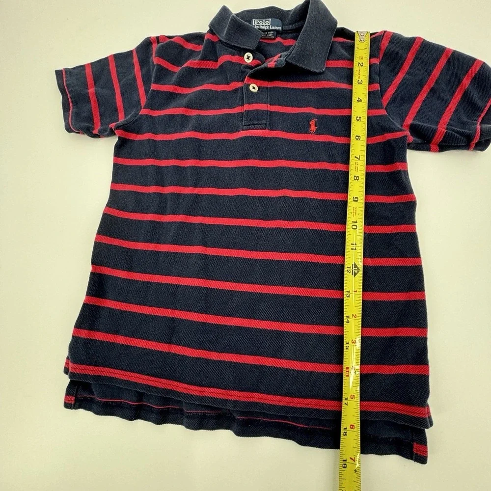 Polo Ralph Lauren boys size 7 Striped Short Sleeve Polo Shirt Navy Red Preppy